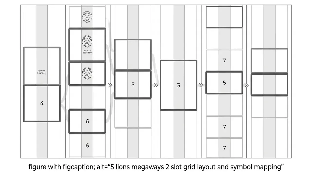 5 lions megaways 2 slot grid layout and symbol mapping
